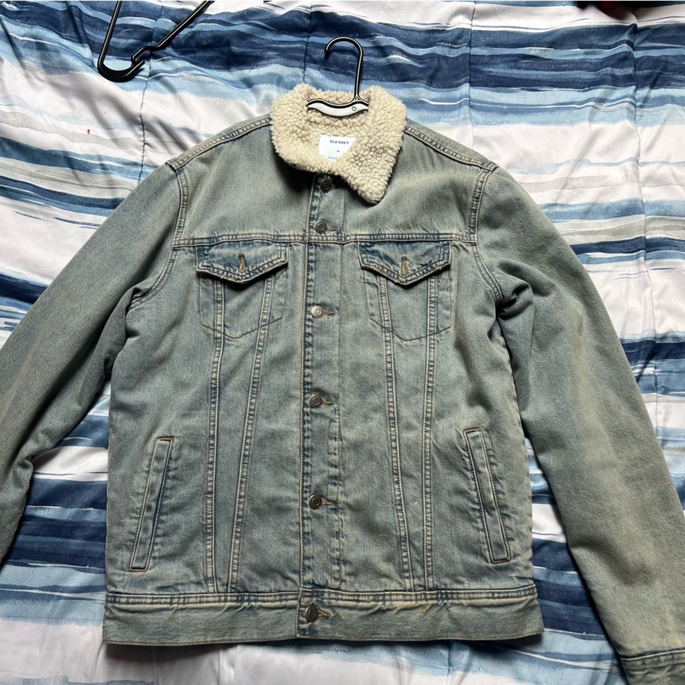 Men's Light Wash Denim Sherpa Jacket